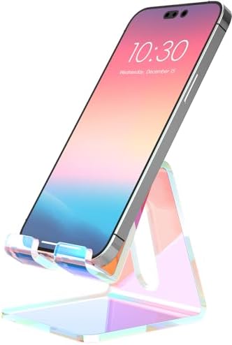 Crpich Acrylic Cell Phone Stand, Portable Phone Holder, Clear Phone Stand for Desk, Compatible with Phone16 15 14 13 12 Pro Max 11 Xr Plus SE, Switch, Android Smartphone, Pad, Desk Accessories, 2 Pack – Enhanced Compatibility and Speed