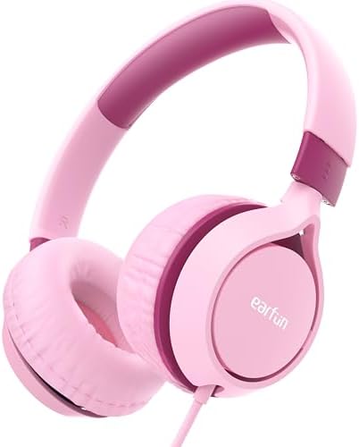 Ear Fun S1 Kids Headphones – Safe 85 d B Volume-Limited Wired Headphones with Adjustable Headband | Foldable Lightweight On-Ear Design in Vibrant Blue & Pink | Ideal for School, Travel, and Everyday Listening | Exceptional Stereo Sound for Young Ears