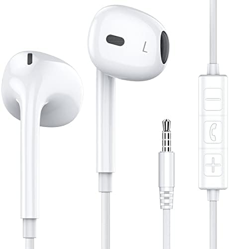 MOSWAG High-Fidelity Wired Earbuds with Built-In Microphone – Universal 3.5 mm Jack Earphones for Smartphones, Laptops, MP3 Players & More – Lightweight, Tangle-Free Design for Ultimate Comfort and Durability