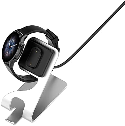 Chofit Premium Charger Dock for Amazfit Smartwatches – Fast USB Charging Station with 4.9 ft Cord for GTR4, GTR4 Pro, GTS4, GTS3, GTR 3, and T-Rex 2 – Stylish Silver Finish for Home & Office Use – Reliable & Durable Smartwatch Accessory