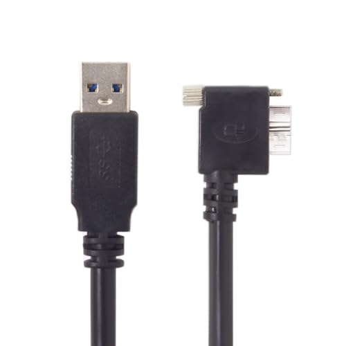 Chenyang 90-Degree Micro USB 3.0 Cable – Type A Male to Micro B Male, 3 M High-Speed Connector for Industrial Cameras & Devices, Enhanced Durability with Mount Panel Screws, Perfect for Tight Spaces and Optimal Cable Management