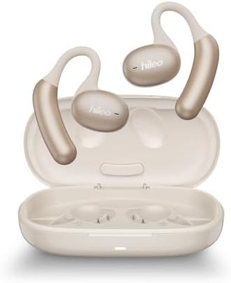 Unleash Your Potential with HILEO Open Ear Bluetooth 5.2 Wireless Earbuds – 90-Hour Battery Life for Endurance Athletes – Exceptional Sound Clarity in a Lightweight Sporty Design – Ideal for Running, Workouts, and Active Lifestyles – Convenient Sleek Black Charging Case for On-the-Go Use – Effortless Connectivity for All Your Devices