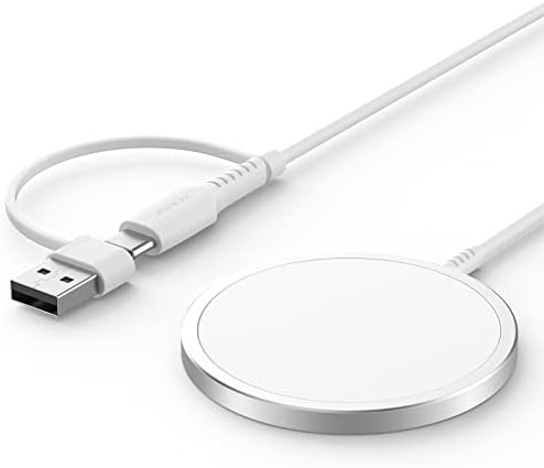 JSAUX Magnetic Wireless Charger – Sleek Silver Fast Charging Pad for i Phone 16 Series, Mag Safe-Compatible with Superior Magnetic Alignment for Efficient Power Delivery, Portable Design for Home & Travel Use, Essential i Phone Accessory for Stylish Charging Solutions
