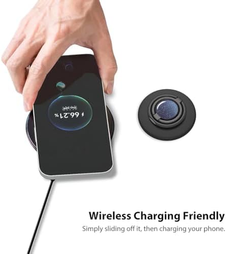Revolutionary Mag Safe Magnetic Phone Grip and Kickstand – Sleek Black Weave Ring Holder for Ultimate Hands-Free Convenience and Effortless Wireless Charging – Dual Functionality for Enhanced Security and Stability, Perfect for i Phone Users on the Go