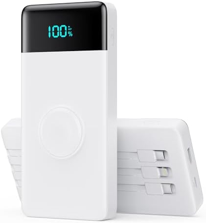 High-Capacity 10800 m Ah Portable Power Bank with Integrated Charging Cables & Wireless Apple Watch Dock – 25 W Quick Charge Solution for i Phone 16/15/14/13/12 & Android Devices – Sleek Pink Design for Effortless Travel – Enhanced Safety Features for Optimal Device Protection