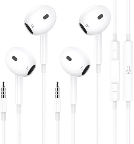 Premium Wired Earbuds for i Phone – Dual Pack High-Fidelity Noise-Canceling Headphones with Integrated Microphone & Effortless Volume Adjustment – Optimized Compatibility with i Phone 14/13/12/11/XR/XS/X/8/7/SE/Pro/Pro Max – Superior Sound Quality for Music and Calls – Featherweight, Robust Design Perfect for Daily Use and Active Lifestyles