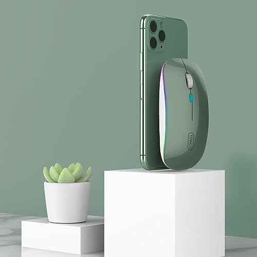 TENMOS Sleek LED Bluetooth Mouse – Ultra-Quiet Rechargeable Wireless Mouse with Type C Adapter for Laptops, Mac Books & i Pads – Bluetooth 5.1 & 2.4 GHz Universal Compatibility in Vibrant Blue – Perfect for Home, Office, and On-the-Go Productivity