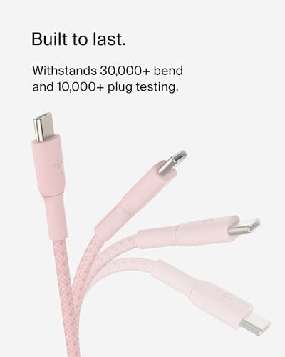 Belkin Boost Charge Braided USB-C to USB-C Cable – 1 m (3.3 ft) Durable Fast Charging Cable for i Phone, Galaxy, Nintendo Switch 2, i Pad Pro, and Pixel – Tangle-Free Design with 480 Mbps Data Transfer – Ultimate Universal Compatibility for All Your Devices
