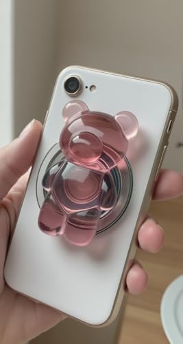 Whimsical 3 D Gummy Bear Phone Grip Stand – Portable Magnetic Finger Holder for Enhanced Stability and Comfort – Cute Collapsible Anti-Slip Design for Cellphones & Tablets – Vibrant Pink Color for Fun, Functional Style – Effortless Attachment & Removal for On-the-Go Convenience