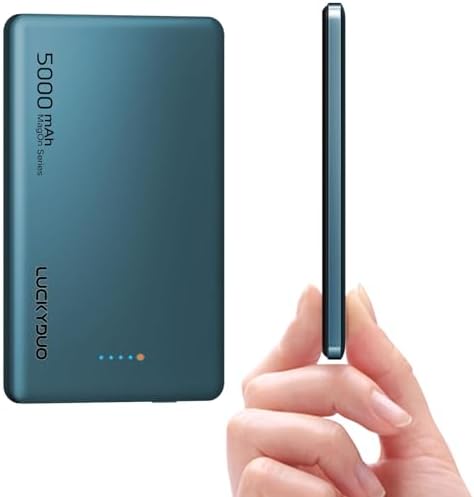 LUCKYDUO Ultra Slim Magnetic Power Bank – 5,000 m Ah Wireless Charger with 20 W Fast Charging for i Phone 16/15/14/13 Series – Compact & Portable Battery Pack for On-the-Go Convenience – USB-C Compatible, Effortless Charging Solution