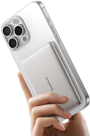 Baseus Picogo 5000 m Ah Ultra-Slim Magnetic Power Bank – Card-Sized Wireless Fast Charger for i Phone 16/15/14/13/12, Lightweight Alloy Battery Pack with USB-C Braided Cable for Effortless On-the-Go Charging