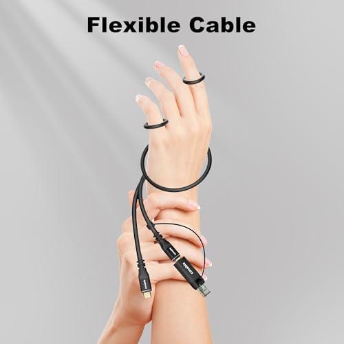 2-in-1 USB 3.1 C Cable 6 FT with Ethernet Adapter, Powerful 4-in-1 Cable, Supports 1Gbps Internet Transmission, 4K@60Hz Video Output, 100W Fast Charging and 10Gbps Data Transfer, Essential for Travel – Enhanced Compatibility and Speed