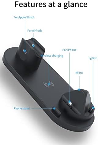 Revolutionary 6-in-1 Wireless Charging Station: Fast-Powered Multi-Device Dock for Apple & Android – Sleek Black Organizer with Safety Features for Effortless Charging at Home and Office