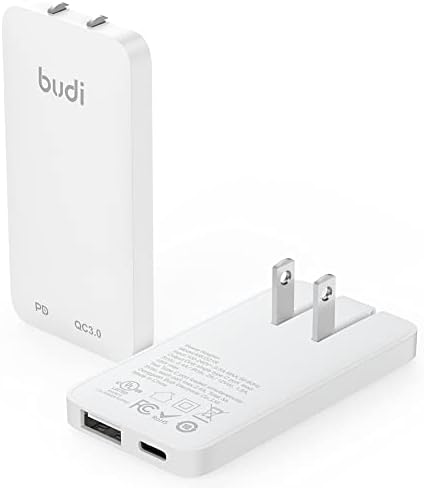 BUDI 33 W Ultra-Slim Travel Wall Charger – Dual USB Fast Charging Adapter for Mac Book, i Pad, i Phone, Samsung Galaxy & More – Compact Design with Advanced Safety Features for Effortless Device Charging