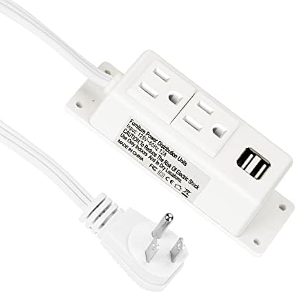 BTU Desktop Power Outlet – Versatile Power Strip with 2 AC Outlets & 2 USB Charging Ports, 6.56 ft Extension Cord, Ideal for Home Office & Nightstand, Mountable Design in Sleek Black for Clutter-Free Spaces – Enhanced Compatibility & Rapid Charging Solution
