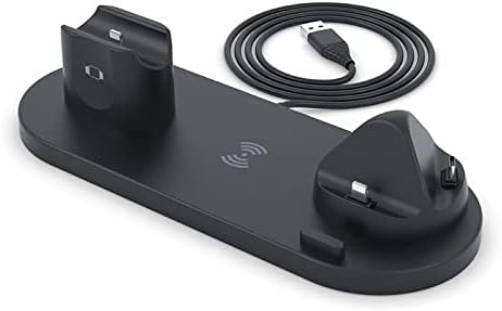 Revolutionary 6-in-1 Wireless Charging Station: Fast-Powered Multi-Device Dock for Apple & Android – Sleek Black Organizer with Safety Features for Effortless Charging at Home and Office