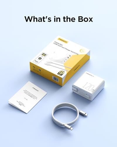 PISEN 65 W Ga N USB-C Fast Charger | 4-Port Compact Wall Adapter with 4 FT Cable | Ultimate Charging Solution for Mac Book Pro, i Pad Pro, Galaxy S23 & i Phone Series | Enhanced Speed, Energy Efficiency & Travel-Friendly Design