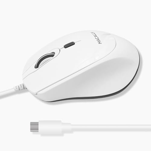 Effortlessly Enhance Your Workflow with the Macally USB-C Wired Mouse – Ergonomic Design, Adjustable DPI for Ultimate Precision, and Quiet Clicks for Distraction-Free Productivity – Perfect for Mac Book, i Mac, Windows PCs, and Laptops – Experience Seamless Compatibility and Unmatched Comfort Today!