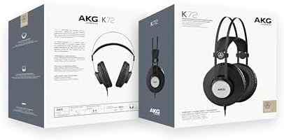 Experience Unmatched Audio Precision with AKG K72 Professional Closed-Back Studio Headphones – Lightweight Over-Ear Design for Exceptional Sound Isolation and Comfort, Featuring 40 mm Drivers for Accurate Mixing and Immersive Listening, Adjustable Fit for Long Sessions, and Detachable Cable for Versatile Compatibility