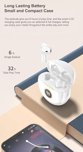 Advanced Bluetooth 5.1 Waterproof Earbuds with Built-in Microphone – IPX7 Rated In-Ear Headphones for Active Lifestyles, Enhanced Sound Quality, and Seamless Connectivity – USB-C Charging Case with LCD Display – Ideal for Android & i OS Users (Blue) – Experience Unmatched Comfort and Durability