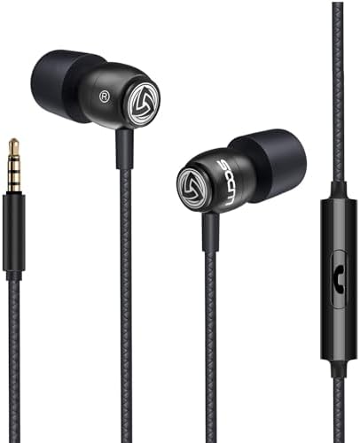 LUDOS Clamor Wired Earbuds – Premium Noise-Isolating In-Ear Headphones with Memory Foam Tips, Built-in Microphone, 5-Year Warranty – Perfect for i Phone and Samsung Users, Ideal for Students and Small Ears in Stylish Pink – Ultimate Sound Quality and Comfort for Everyday Use