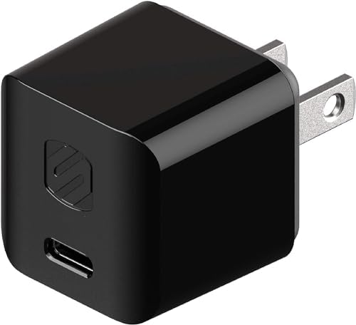 Scosche HPDC20-SP 20 W USB-C Fast Charger Mini Cube Wall Adapter – Ultra-Portable Power Delivery 3.0 for Swift Device Charging, 4 X Faster Charge Speed, Sleek Black Design for Enhanced Compatibility and Efficiency