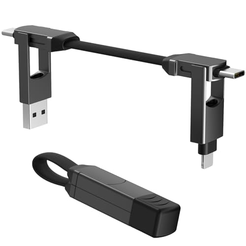 Multi Keychain Charging Cable Travel Portable Charger Cable Magnetic 4 in 1 USB C Cable Compatible with IP 15/15 Pro/ 15 Plus/ 15 Pro Max/MacBook/Galaxy (Lava Black) – Enhanced Compatibility and Speed