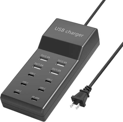 Maximize Your Charging Potential with the 10-Port USB Charger Block – 100 W Fast Charging Hub for i Phones, i Pads, Samsung Galaxy, and Android Devices – Sleek, Compact Design with Smart Power Distribution and Enhanced Safety Features for Multi-Device Families and Professionals