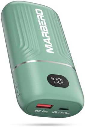 MARBERO Ultra-Lightweight 10,000 m Ah Fast Charging Power Bank – Compact USB-C Charger with 18 W Output for i Phone, i Pad, Samsung Galaxy & Google Devices – Essential Travel Companion with Advanced Safety Features for On-the-Go Power Management