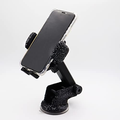 LYCARESUN Crystal Rhinestone Car Phone Mount Holder – Elegant Dashboard & Windshield Stand for Women, Universal Compatibility for Most Smartphones, Stunning Bling Car Accessory, Adjustable Viewing Angles for Hands-Free Navigation, Durable & Easy to Clean