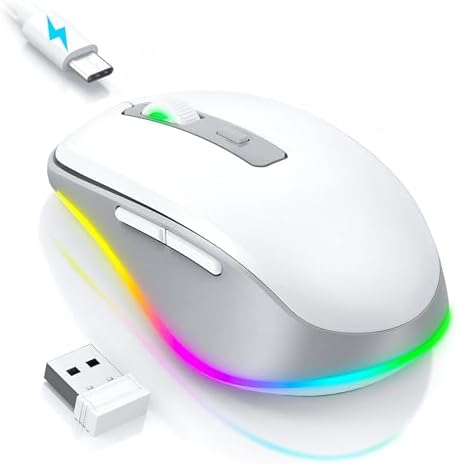 PEIOUS Rechargeable Wireless Mouse with LED – Innovative Jiggler Technology to Keep Your Computer Awake – Sleek Black Design for Optimal Comfort and Productivity