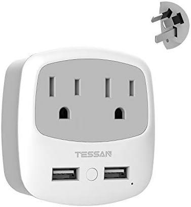 Ultimate TESSAN Type G UK Travel Plug Adapter with Dual USB Fast Charger Ports – Compact US to UK Power Converter for Effortless Global Connectivity in Scotland, London, Ireland, Kenya, Dubai & Qatar