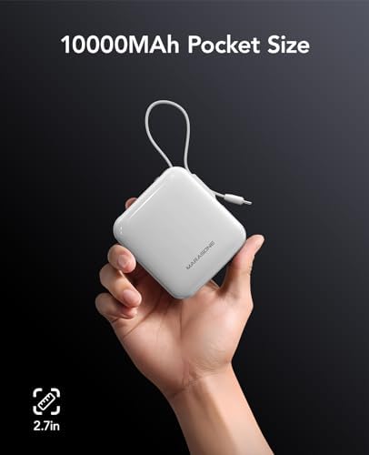 Ultra-Compact 10,000 m Ah Mini Power Bank – Fast Charging 20 W Dual Device Charger with Built-In Cables for i Phone, Samsung, Google & More – Perfect Travel Companion for On-the-Go Power Needs