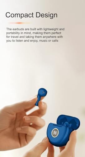 Advanced Bluetooth 5.1 Waterproof Earbuds with Built-in Microphone – IPX7 Rated In-Ear Headphones for Active Lifestyles, Enhanced Sound Quality, and Seamless Connectivity – USB-C Charging Case with LCD Display – Ideal for Android & i OS Users (Blue) – Experience Unmatched Comfort and Durability