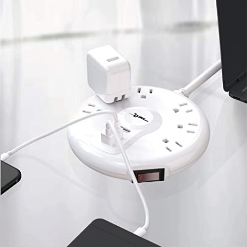 Ultimate Surge Protector Power Strip: 6 Outlets & 3 Fast USB Ports with 6.5 FT Extension Cord – Compact Circle Socket for Home, Office & Travel – Overload Protection & Space-Saving Flat Plug Design – Efficient Charging Solution for All Your Devices