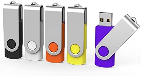Colorful 5-Pack Aiibe 128 GB USB Flash Drives – High-Speed USB 2.0 Memory Sticks for Effortless File Transfers and Dynamic Data Storage Solutions in Black, Red, Yellow, White, and Purple