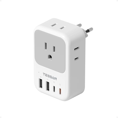 TESSAN Type G Travel Adapter: Versatile US to UK Plug Converter with 4 Outlets & 3 USB Ports for Effortless International Charging Across England, Scotland, Dubai, and More