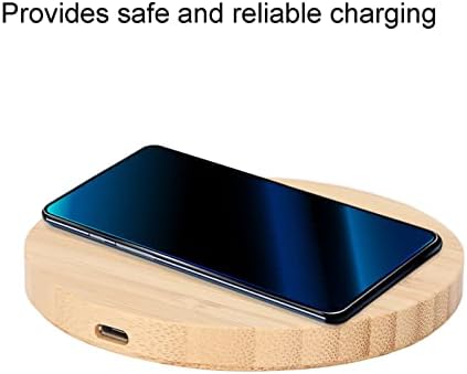 Bamboo Wood Wireless Charging Pad – Eco-Friendly 10 W Fast Charging Station for S8, S7, S6, and More – Sleek Wireless Phone Charger for Home or Office Use with Included Power Cable – Enhance Your Workspace with Sustainable Style and Efficiency