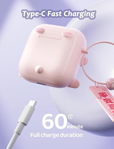 Adorable Kids’ Purple True Wireless Bluetooth Earbuds – Lightweight Kawaii Headphones for Small Ears, Perfect for School and Play – Enhanced Compatibility with i Phone & Android, Convenient Charging Case, Long-Lasting Battery for Young Music Lovers