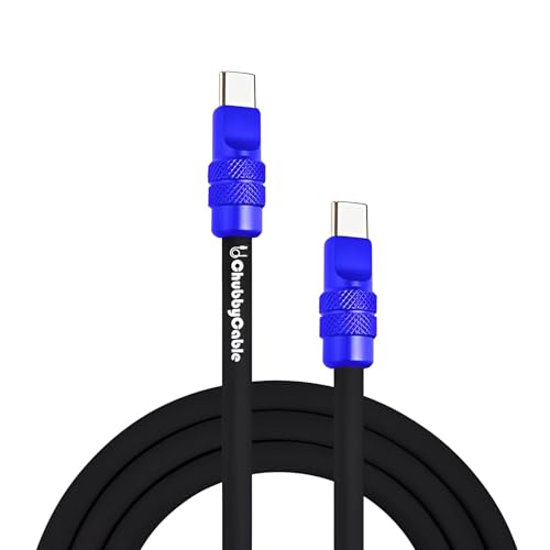 Experience Unmatched Charging Versatility with Chubbycable’s 240 W Anodized Reflective Shine USB C Cable – Extra Thick 9.8 FT Type-C to Type-C Charger Cord in Black, Light Blue, and Lavender Purple for Rapid Power Delivery and Enhanced Device Compatibility