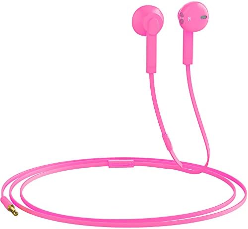 Premium V-8 Noise-Isolating In-Ear Headphones with Microphone | Ergonomic 3.5 mm Earbuds for Laptops, Tablets & Smartphones | Stylish Pink 2-Pack for Enhanced Audio Comfort & Clear Calls