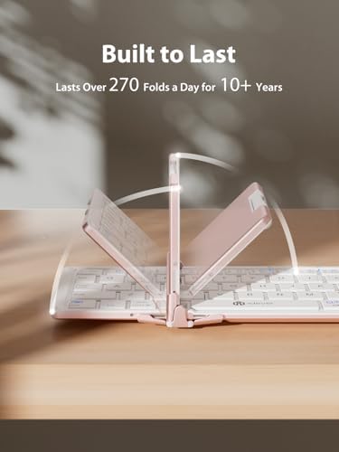 Ultra-Portable i Clever Bluetooth Keyboard with Touchpad – Sleek Foldable Design, Durable Metal Body, USB-C Charging, Multi-Device Compatibility for i Pad, i Phone, Android & Windows – Perfect for Travelers and Professionals in Silver White