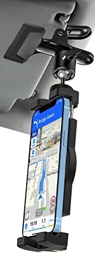 Universal Sun Visor Phone Holder for Car – 360° Adjustable Metal Clip Mount for Smartphones, Tablets & Cameras – Enhanced Compatibility with 1/4” Screw Adapter for All Devices – Perfect for Navigation & Hands-Free Calls