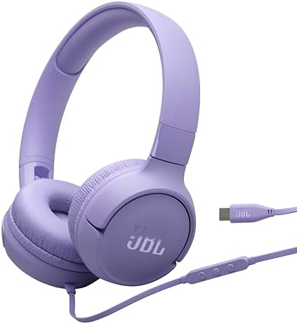 JBL Tune 520 C On-Ear Headphones – USB-C Wired Design with Hi-Res Audio Precision, Enhanced Pure Bass Sound, and Ergonomic Comfort Fit, Complete with 3-Button Remote for Seamless Call and Music Control (Stylish White Finish) – Ideal Choice for Audiophiles and Professionals Seeking Superior Sound Experience