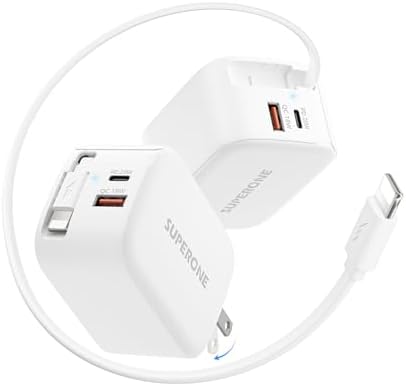 Revolutionize Your Charging Routine with the SUPERONE 3-in-1 USB C Charger Block – 58 W Fast Retractable Wall Charger for i Phone 16/15/14/13/12/11 and i Pads, Featuring 35.4-inch Tangle-Free Cable for Ultimate Portability and Enhanced Device Compatibility