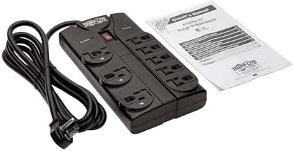 Tripp Lite TLP808 B 8-Outlet Surge Protector with 8 ft. Right Angle Cord – Premium Power Strip for Home and Office, 2880 Joules Protection, Lifetime Warranty, Ideal for Computers and Gaming Systems