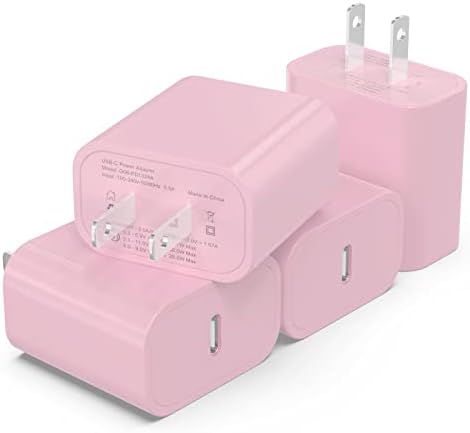 i GENJUN 4 Pack USB C Fast Charger Block – 20 W Power Delivery 3.0 Wall Adapter for i Phone 16/15/14, Galaxy & Pixel – Portable Type C Power Adapter for Air Pods Pro – Compact Travel Essential with Superior Speed and Compatibility