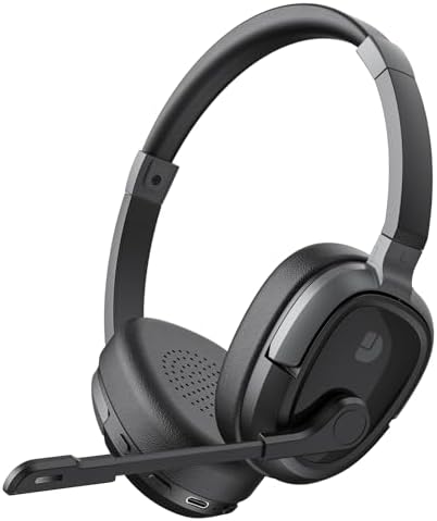 Dytole AI Noise Cancelling Bluetooth Headphones – 65-Hour Wireless Headset with Built-in Mute Function for Enhanced Call Center Performance, Remote Work, and Virtual Meetings – Superior Sound Quality, Lightweight Comfort, & Broad Device Compatibility