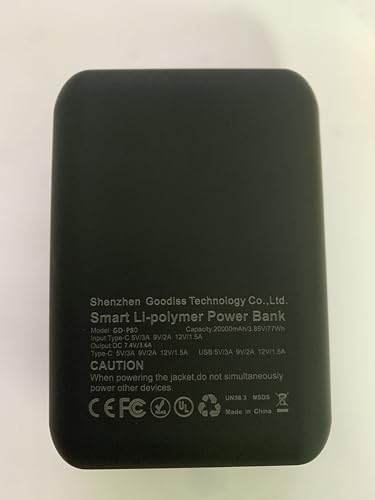 High-Capacity 20000 m Ah Rechargeable Battery Pack for Heated Vests – Dual USB Charging, Enhanced Performance, and Portability for Outdoor Adventures