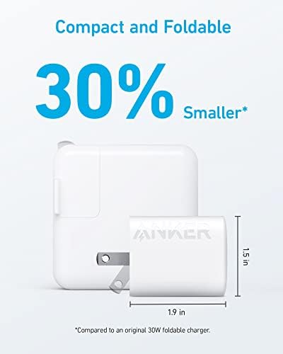 Anker 30 W Compact USB-C Charger Duo – Foldable Fast Charging Solution for i Phone 16/15, Samsung S23, Mac Book Air, Pixelbook & i Pad Pro – Ideal for Travel and Home Use with Advanced Safety Features (2 Pack, Cables Not Included)